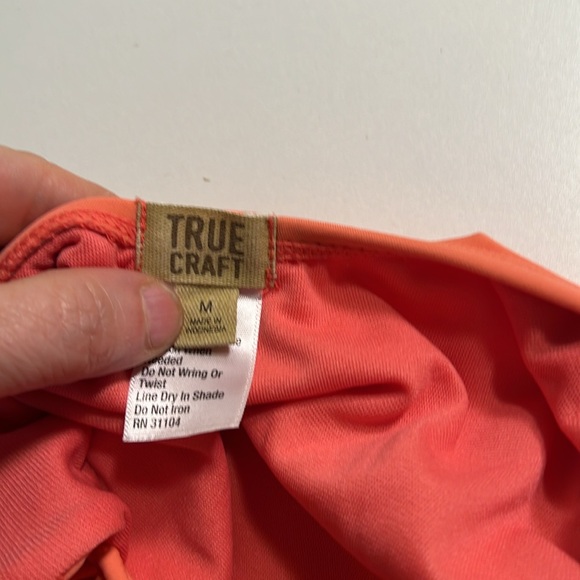 True Craft Size Med Floral One piece in Coral with Looped decorative sides. - Picture 5 of 9